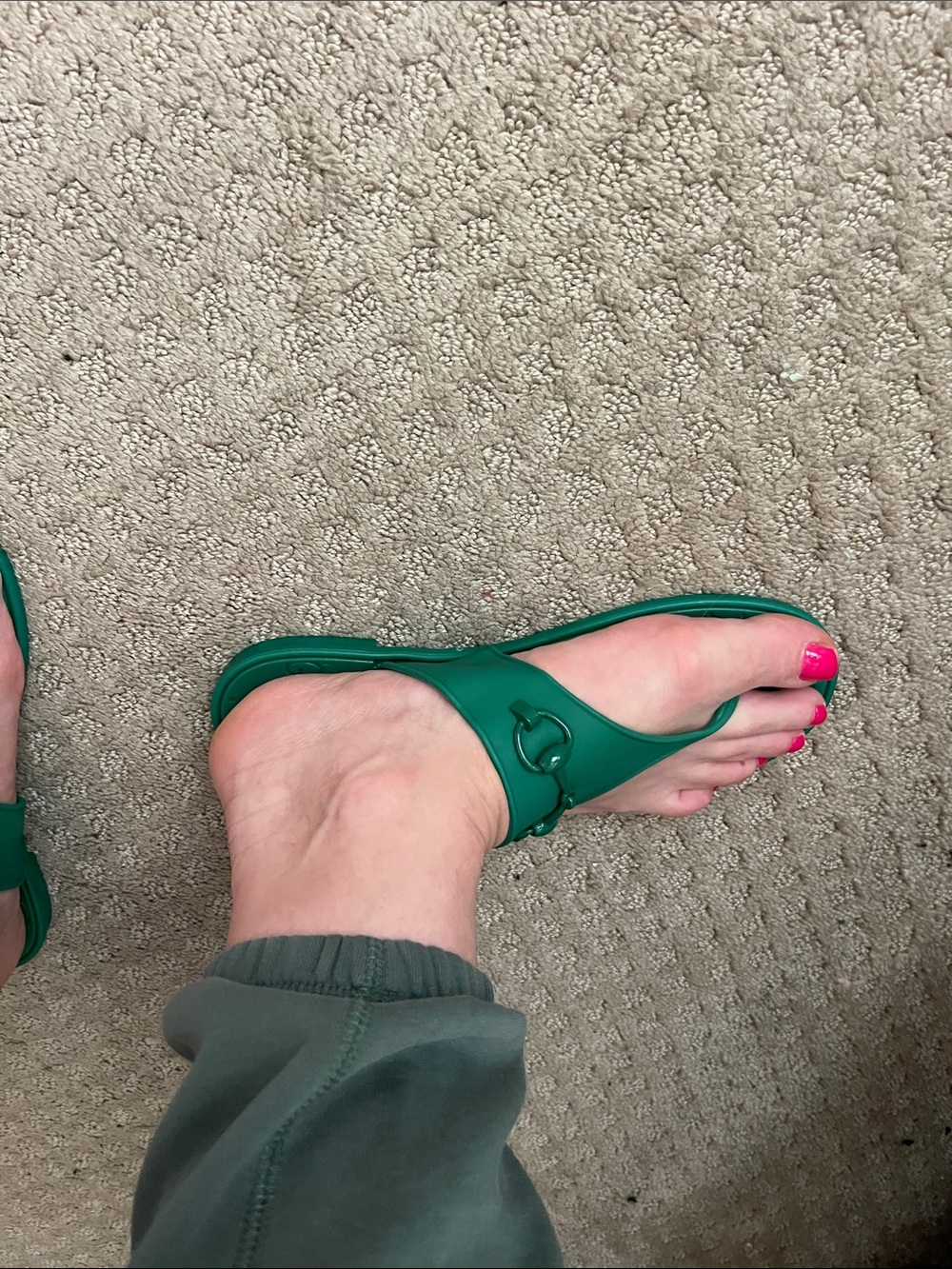 GG Green Rubber Horsebit Thong Sandals - Emerald - Picture 5 of 5